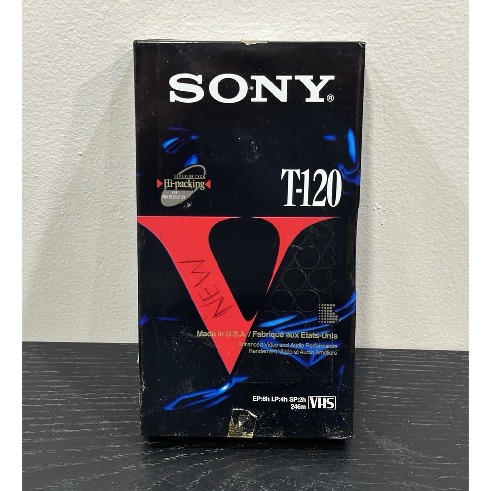 Sony T-120 Blank VHS Tape. high grade, 6‎ hour. New Factory Sealed
